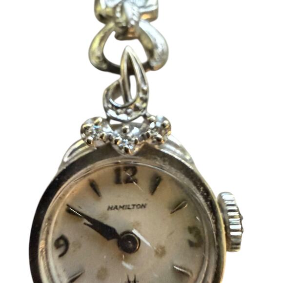 Hamilton Vintage 14K White Gold Diamond Ladies Watch - Working main image 9